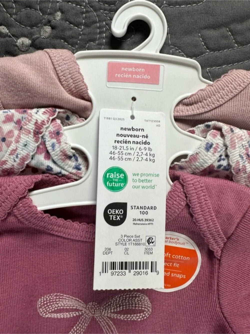 Carters Pink Newborn 3 Pack Onesies and 2 Pack Pants Lot NWT Size Newborn